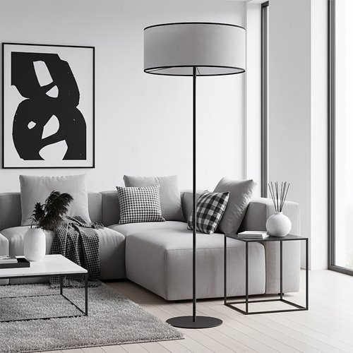 Lampa podłogowa ECO LP1 GRAY klasyczna, szara, abażur