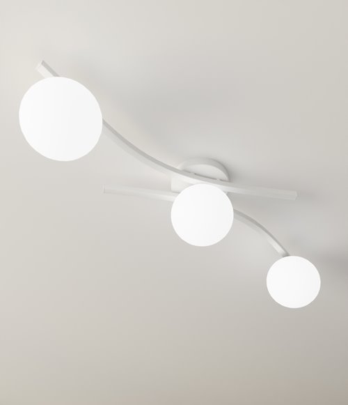 Lampa sufitowa OPUS 3 WH OPAL, plafon, klosz, biały