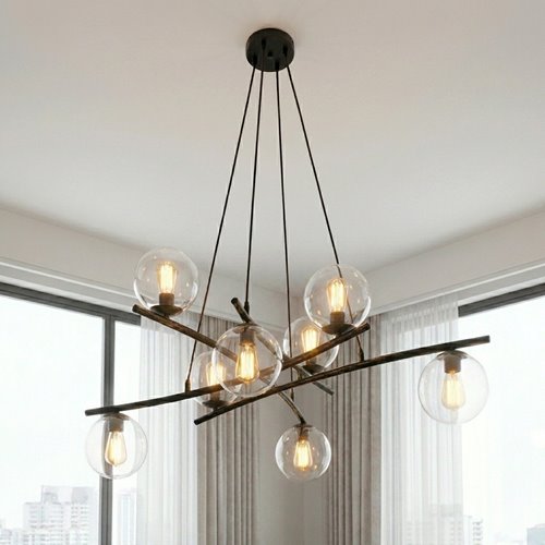 Lampa wisząca ESSA 8 TRANSPARENT kule czarna/transparent