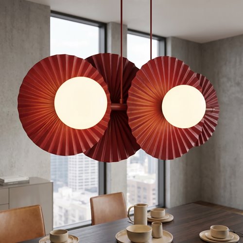Lampa wisząca UMBRA 4 BURGUNDY OPAL loft, metal, fala