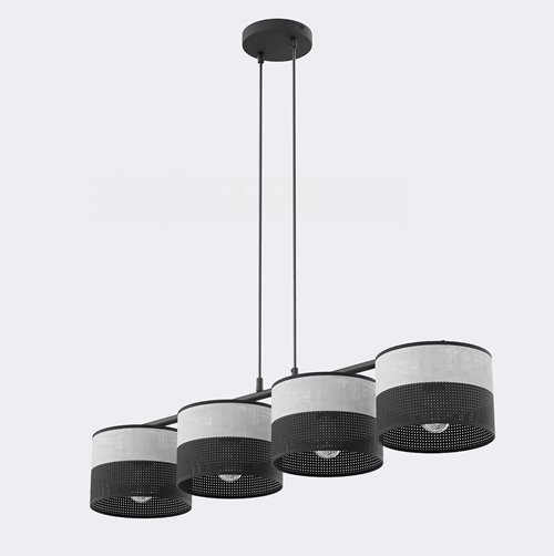 Lampa wisząca KARBON 4 BL GRAY klasyczna, abażur, szara