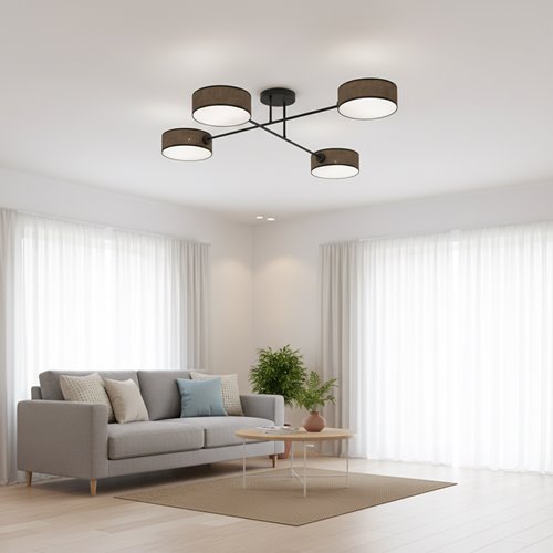 Lampa sufitowa MAGA 4 BROWN plafon, brązowa, abażur