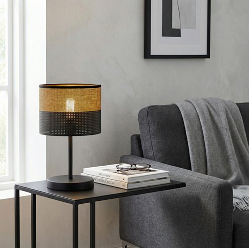 Lampka nocna KARBON LN1 BL BROWN abażur, brązowa, klasyczna