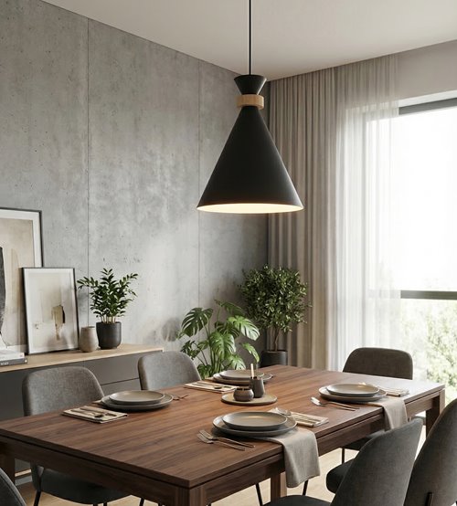 Lampa wisząca ZERO 1 BLACK nowoczesna, czarna, metal, drewno