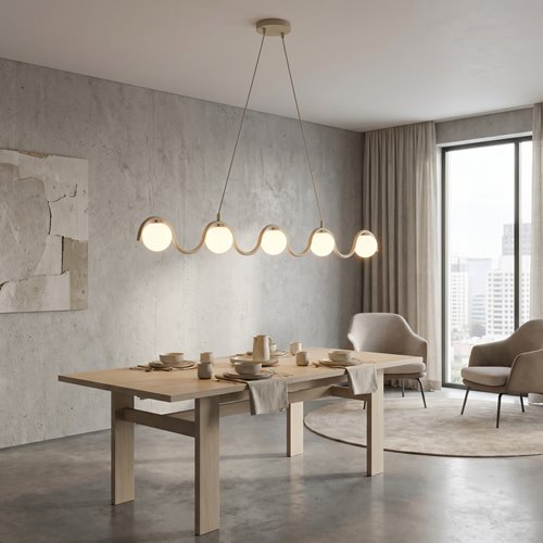 Lampa wisząca SINUS 5 MOKKA OPAL nowoczesna, beżowa, metal