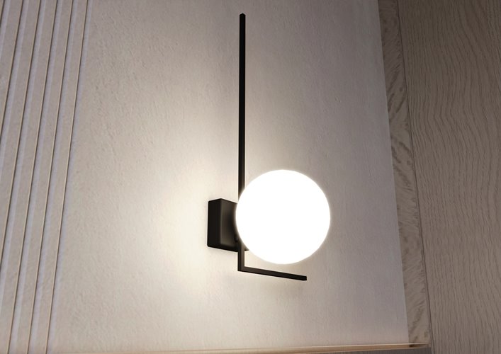 Lampa sufitowa IMAGO 1F BL OPAL loft, klosz, czarna/biała