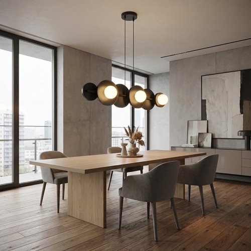 Lampa wisząca MODEL 6 BLACK loft, czarna, metal