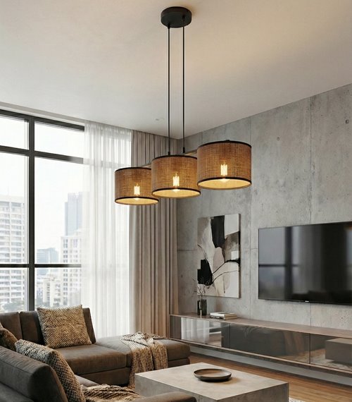 Lampa wisząca ECO 3 BL BROWN klasyczna, abażur, brązowa