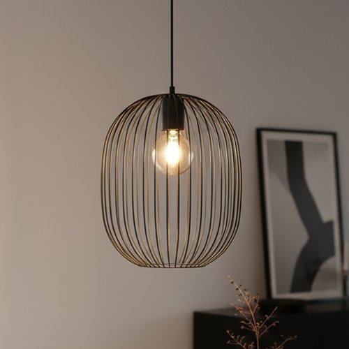 Lampa wisząca ONYX 1 BL loft, druciak, regulowana, czarna