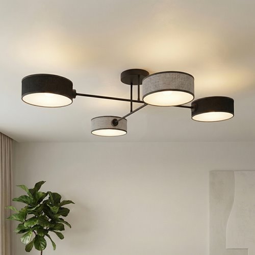 Lampa sufitowa MAGA 4 MIX2 plafon, szara, abażur