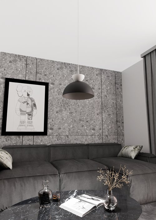 Lampa wisząca LUNARO 1S BL BLACK/WHITE loft, czarna, metal