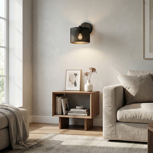 Kinkiet LUX K1 BLACK klasyczny, abażur, czarny