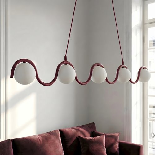 Lampa wisząca SINUS 5 BURGUNDY OPAL nowoczesna, metal