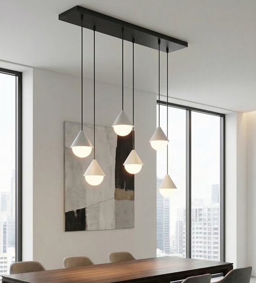 Lampa wisząca GIRO 6 BL WHITE nowoczesna, czarna biała metal