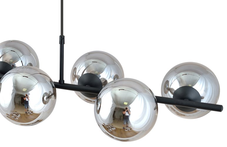 Lampa wisząca RORY 8 BLACK/GRAFIT loft, czarna, klosz