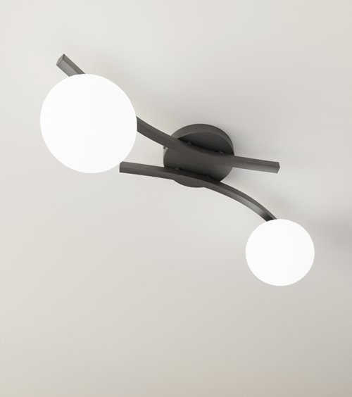 Lampa sufitowa OPUS 2 BL OPAL, plafon, klosz, biały, czarny