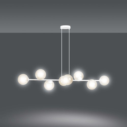 Lampa wisząca ROSSI 8 WH MIODOWA klosz bursztyn biała