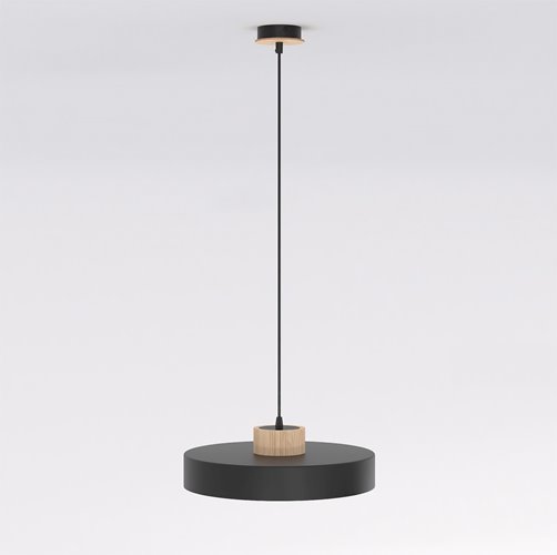 Lampa wisząca KIVI 1L BLACK nowoczesna, czarna, metal drewno