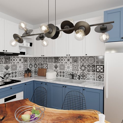 Lampa wisząca TOKEN 8 BL nowoczesna, czarny, metal, loft