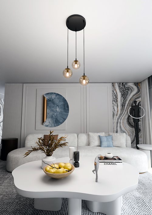 Lampa wisząca COSMO 3 BL PREMIUM MIODOWY loft, klosz miodowy