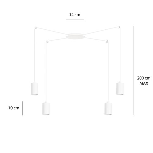 Lampa wisząca TRAKER 4 WH/WHITE nowoczesna, pająk, biała
