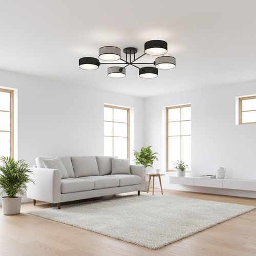 Lampa sufitowa MAGA 6 MIX2 plafon, szara, abażur