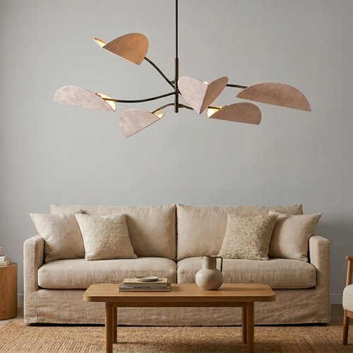 Lampa sufitowa LOTUS 6 BL GRAY abażury, czarna, szara