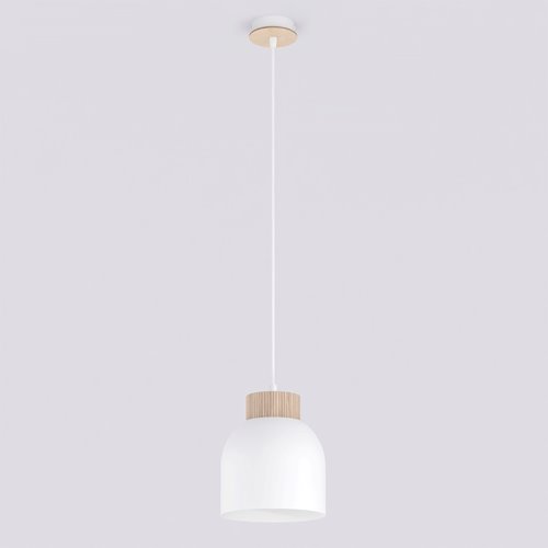 Lampa wisząca VIGO 1 WHITE nowoczesna, biała, metal, drewno