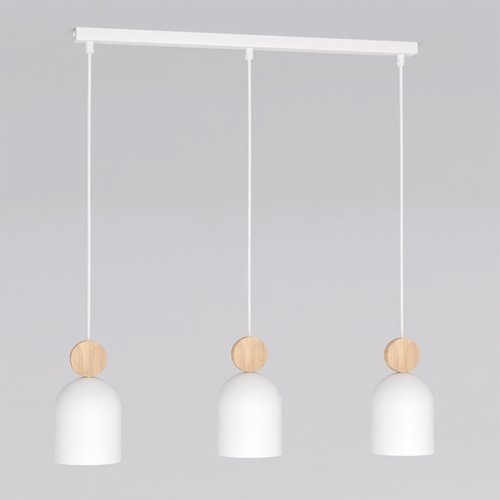 Lampa wisząca MESI 3 WHITE nowoczesna, biała, metal drewno