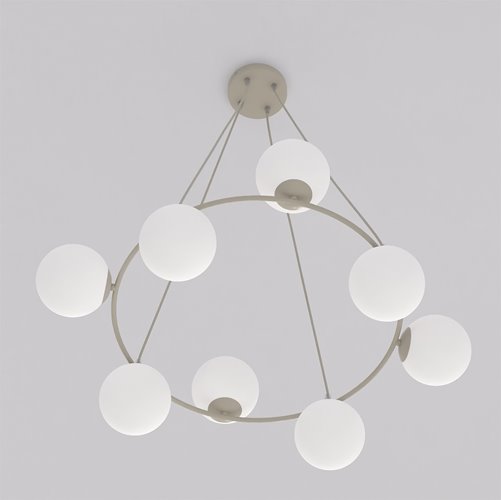 Lampa wisząca AZURA 8 MOKKA OPAL nowoczesna, klosze, beżowa