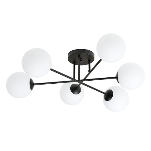 Lampa sufitowa ROMA 6 BL nowoczesna, klosz, czarno/biała