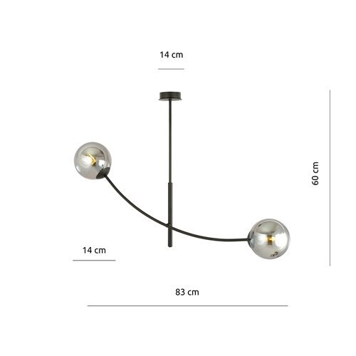 Lampa sufitowa HUNTER 2 BLACK/GRAFIT klosze czarna/grafit