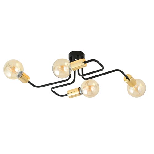 Lampa sufitowa VEKEN 4 GOLD plafon loft czarny/złoty