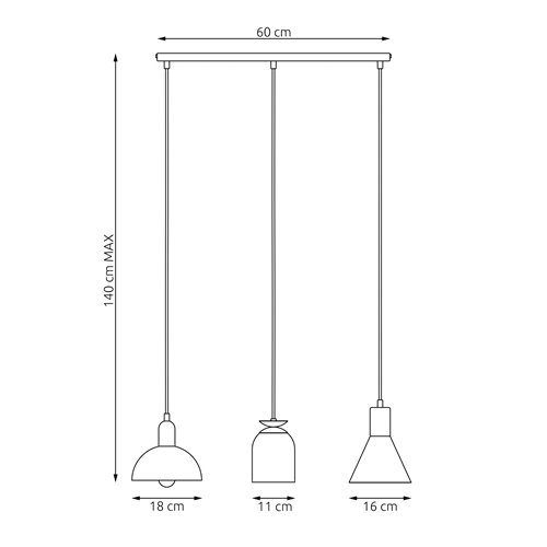 Lampa wisząca FOX 3 WH, loft, biały, złoty