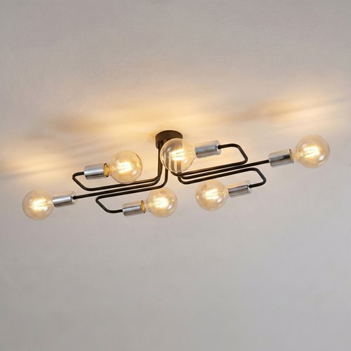 Lampa sufitowa VEKEN 6A SILVER plafon loft czarny/srebrny