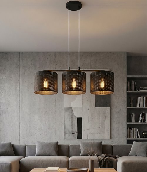 Lampa wisząca LUX 3 BLACK abażur, czarny