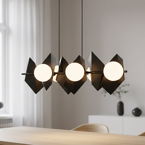 Lampa wisząca DRIFTON 6 BLACK nowoczesna klosz biało/czarna