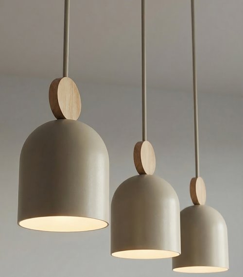 Lampa wisząca MESI 3 MOKKA nowoczesna, beżowa, metal drewno