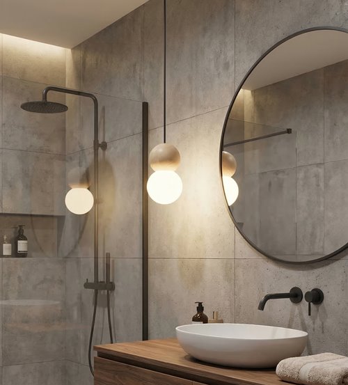 Lampa wisząca LOOP 1 BLACK nowoczesna, czarna, drewno, klosz