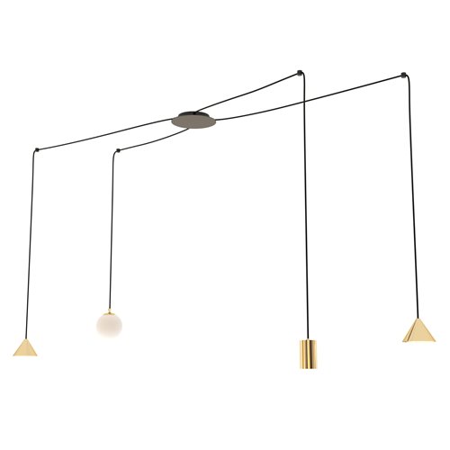 Lampa wisząca FUJI 4 GOLD designerska, pająk, złoty
