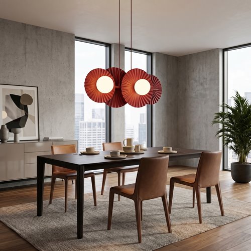 Lampa wisząca UMBRA 4 BURGUNDY OPAL loft, metal, fala