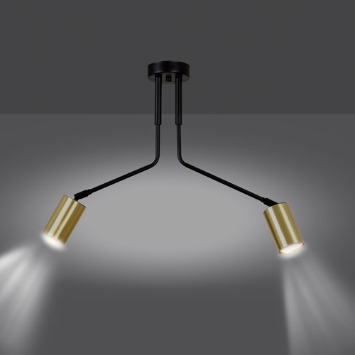 Lampa sufitowa VERNO 2 BLACK nowoczesna, metal, czarno/złota