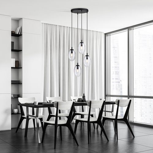 Lampa wisząca ASTRAL 4 BL PREMIUM TRANSPARENT klosze DESIGN