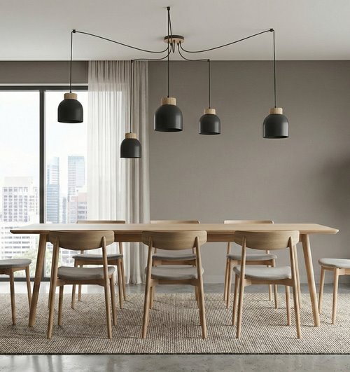 Lampa wisząca KRU 5 BLACK nowoczesna, czarna, metal, pająk