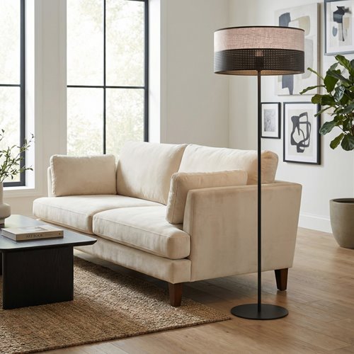 Lampa podłogowa KARBON LP1 BL GRAY klasyczna, szara, abażur