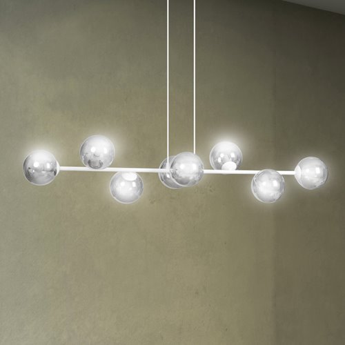 Lampa wisząca ROSSI 8 WH GRAFIT klosz grafit biała