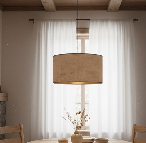 Lampa wisząca HILDE 1 BL ROSE abażur welur różowy