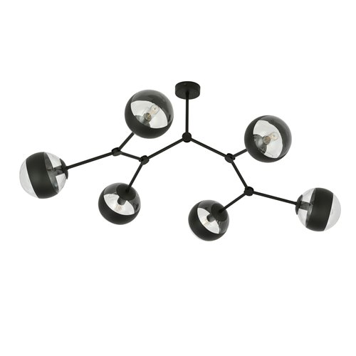 Lampa sufitowa SPACE 6 BL/STRIPE kule czarna/transparent