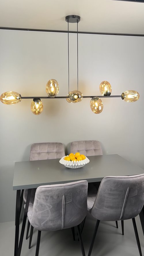 Lampa wisząca PANDORA 8 BL TRANSP klosze czarny/transparent