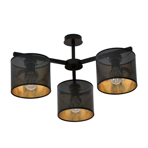 Żyrandol JORDAN 3 BLACK/GOLD abażury czarny/złoty